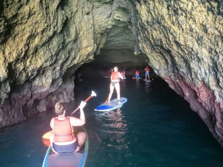 SUP Benagil Caves Tour: The Algarve has some of the most beautiful beaches and sea caves in Europe. Your tour guide and certified SUP instructor (by IOSUP), will provide you with all the basic techniques before we go to the ocean and show you all the rules and safety points, then give you a new view of the Algarve coast along a route through Benagil. Get ready to discover incredible and secret areas where you can only enter by sea.